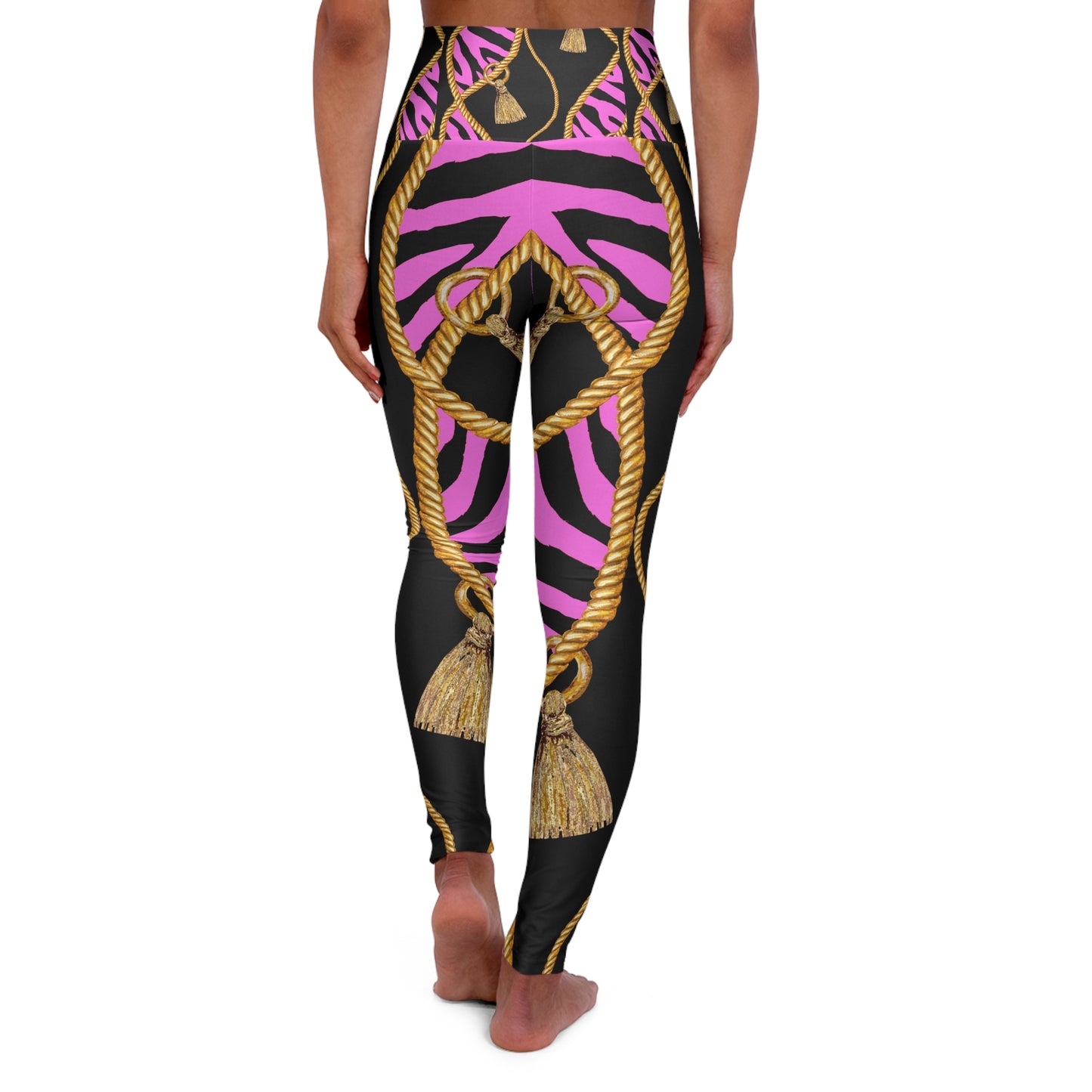 Luxurious High Waisted Yoga Leggings - Stylish Black & Pink Design for Active Women