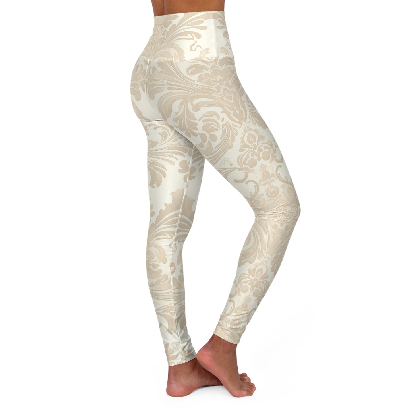 Stylish High Waisted Yoga Leggings - Elegant Floral Design for Fitness Enthusiasts