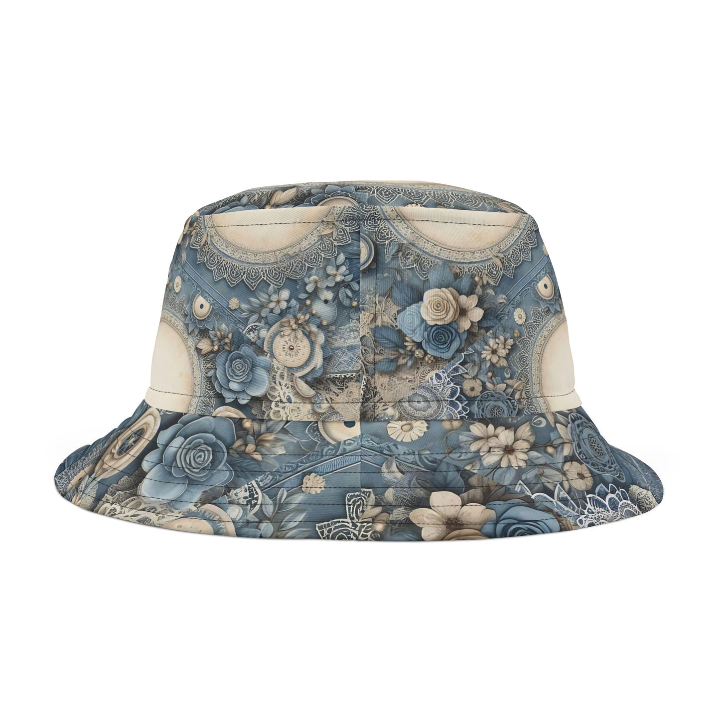 Boho Floral Bucket Hat with Mandala Design – Trendy & Artistic Accessory