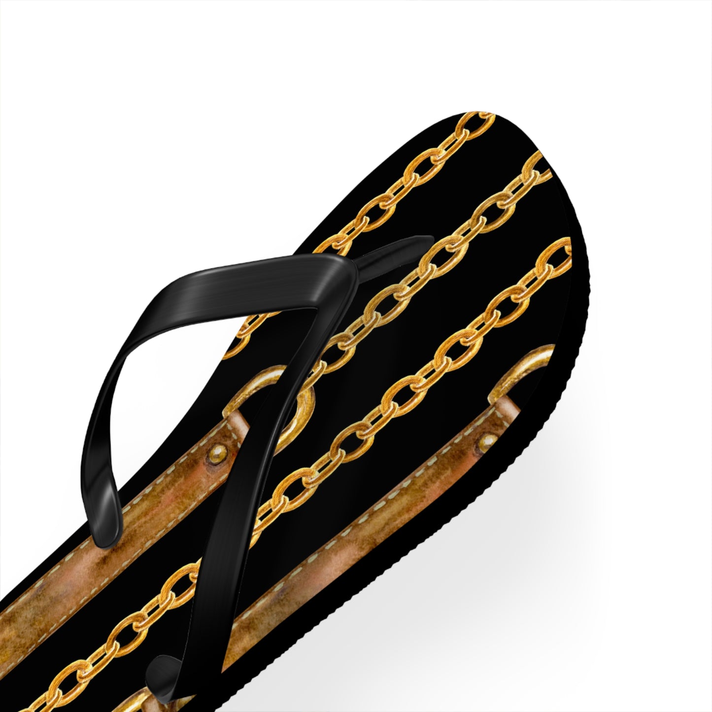 Chained Dreams Flip Flops - Trendy Summer Sandals with Bold Golden Chains