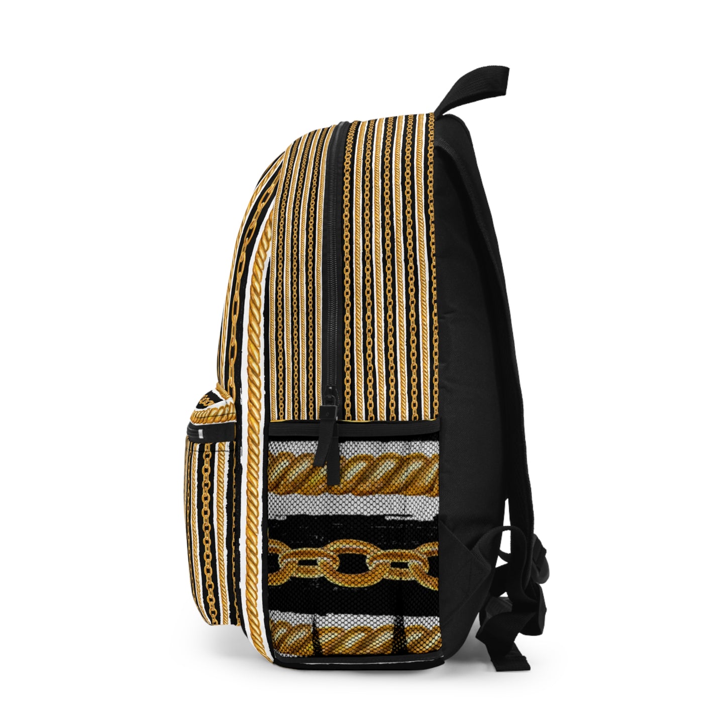 Gold Chain Print Backpack for Trendy Students