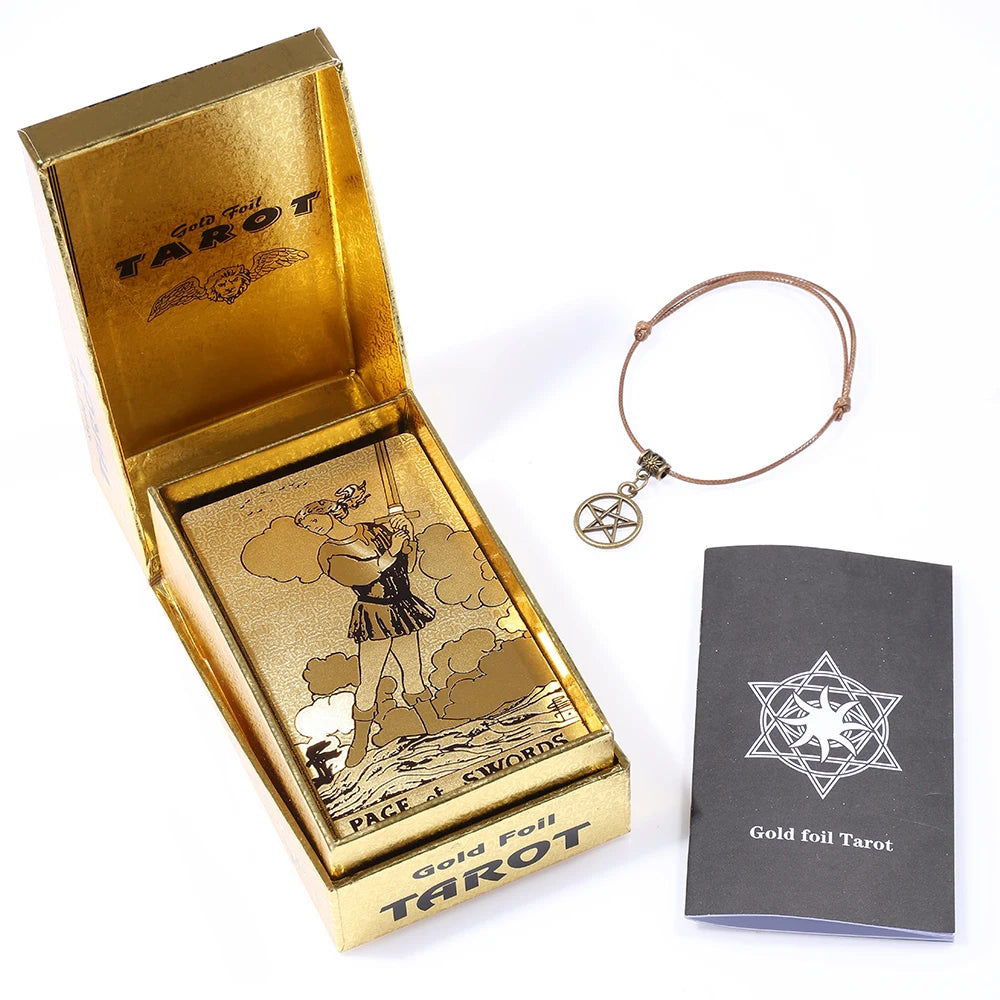 Plastic tarot card rider gold foil exquisite chess and card game divination card collection waterproof wear-resistant game cards