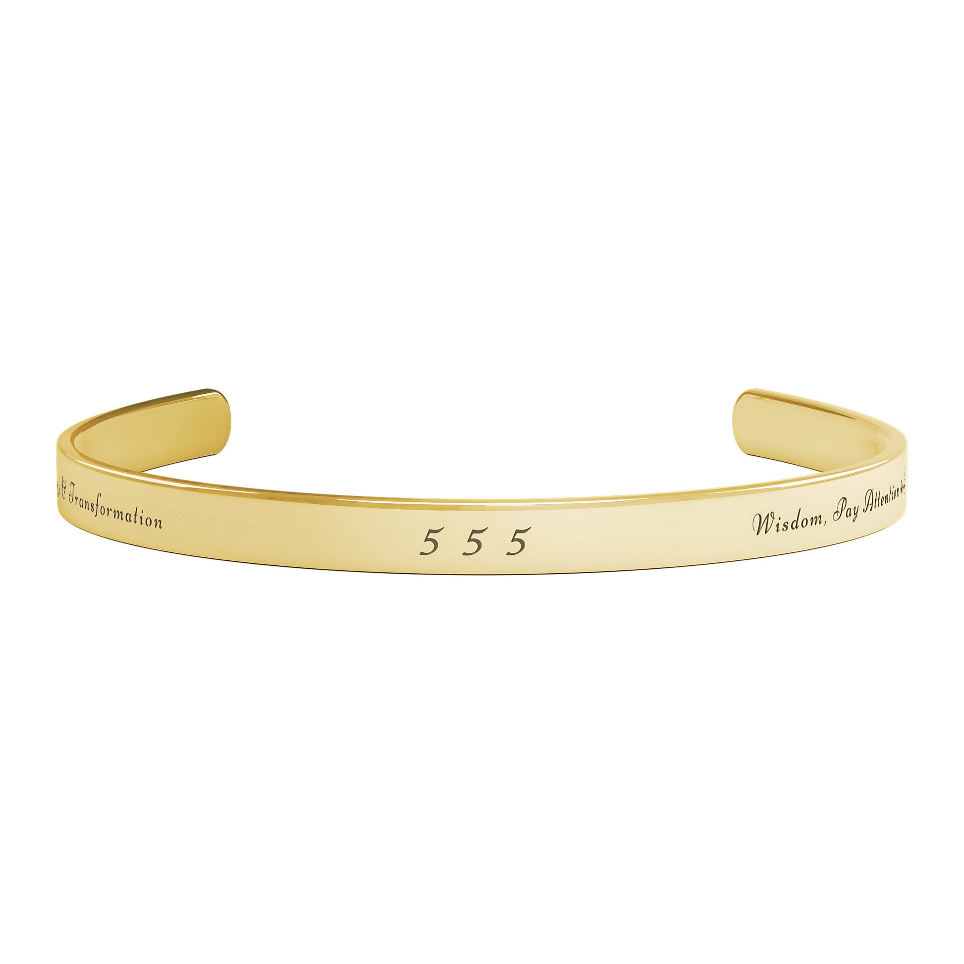 Gold, Custom Spiritual Gifts: 555 Angel Number Cuff Bracelet